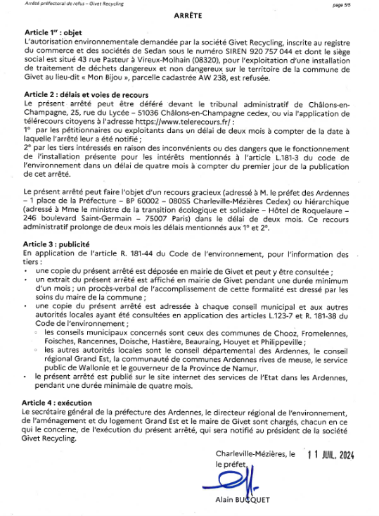 CDumont08's tweet photo. Victoire!  Le préfet des Ardennes refuse le projet d'incinérateur de déchets dangereux à Givet en reprenant les arguments développés dans l'avis négatif  adopté à l'unanimité par la  @regiongrandest sur ma proposition https://t.co/VkZfInk6pJ