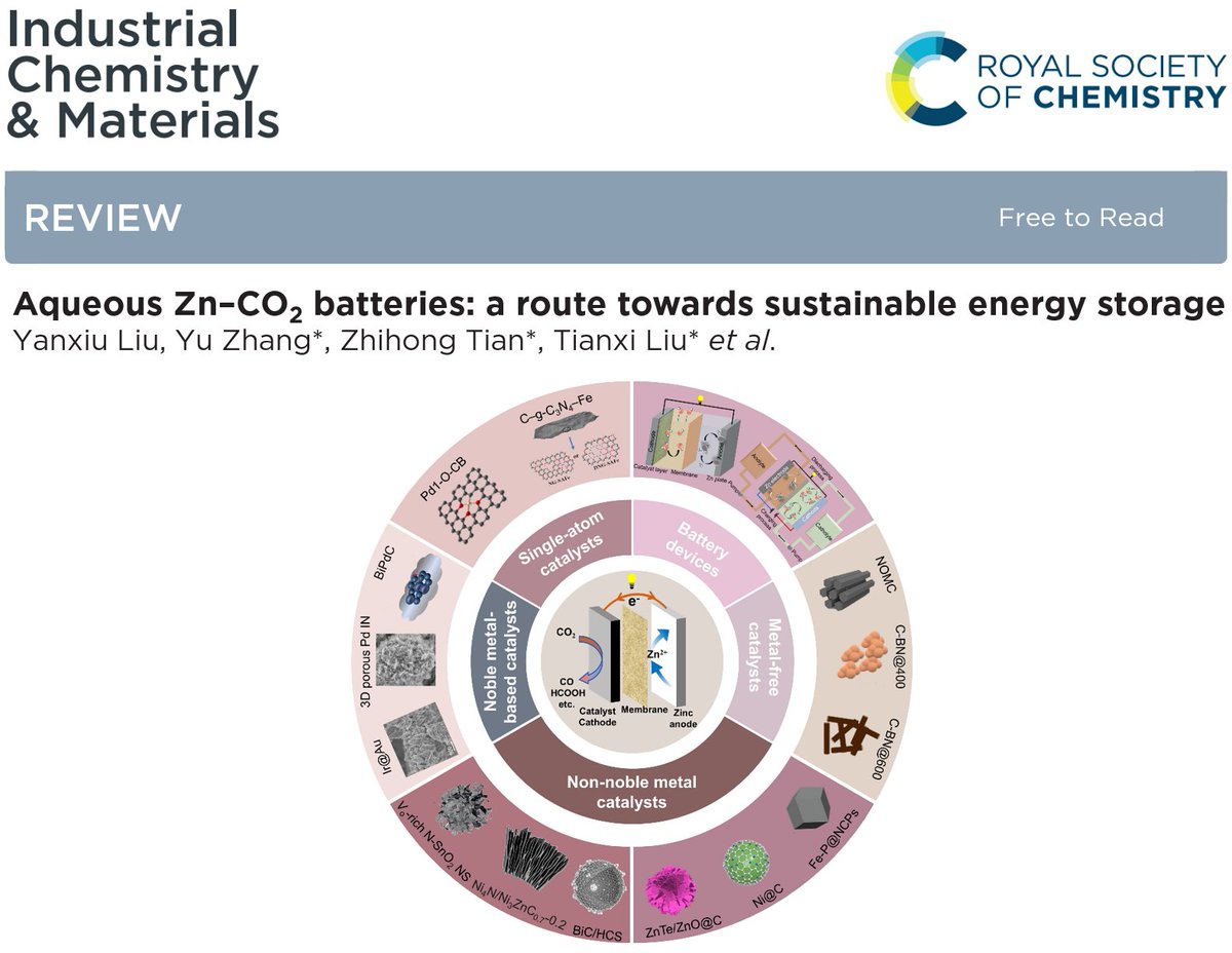 Industrial Chemistry & Materials (@indchemmater) on Twitter photo 🔋 Check out the latest ICM review on "Aqueous #Zn–CO2 #batteries"‼️
Discover the principles, devices, and catalytic cathodes, plus challenges and prospects.
✉️Prof. Tianxi Liu at Jiangnan University
Free read here: doi.org/10.1039/D4IM00…
<a href="/RoySocChem/">Royal Society of Chemistry</a> <a href="/BatteryPapers/">Battery Papers</a> 🔋 Check out the latest ICM review on "Aqueous #Zn–CO2 #batteries"‼️
Discover the principles, devices, and catalytic cathodes, plus challenges and prospects.
✉️Prof. Tianxi Liu at Jiangnan University
Free read here: doi.org/10.1039/D4IM00…
<a href="/RoySocChem/">Royal Society of Chemistry</a> <a href="/BatteryPapers/">Battery Papers</a>