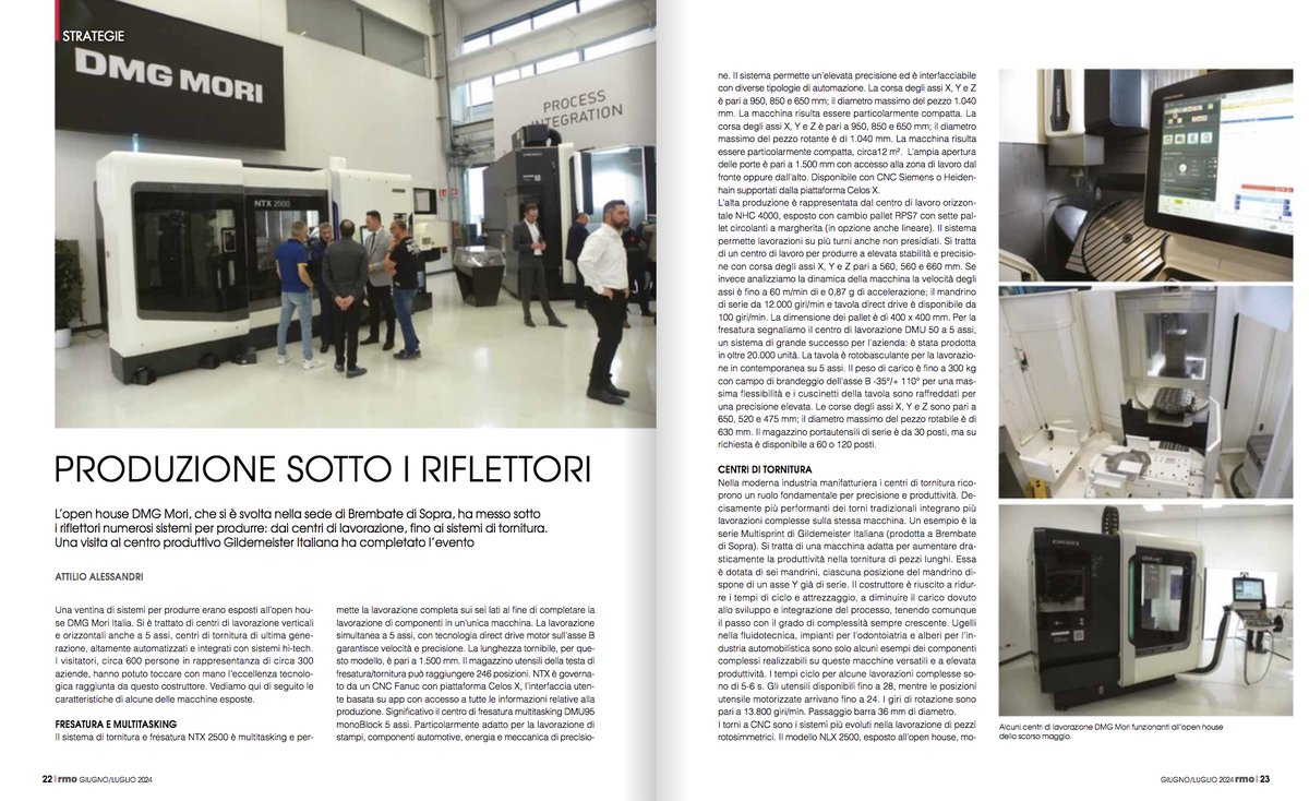 meccanica_plus's tweet image. Dai centri di lavorazione ai sistemi #multitasking per #tornitura e #fresatura, la produzione con le soluzioni proposte da #DMGMori in vetrina alla Open house nella sede italiana di Brembate di Sopra. L’articolo sul nuovo numero di #RMO di giugno/luglio.

tech-plus.it/brochure/rmo/2…