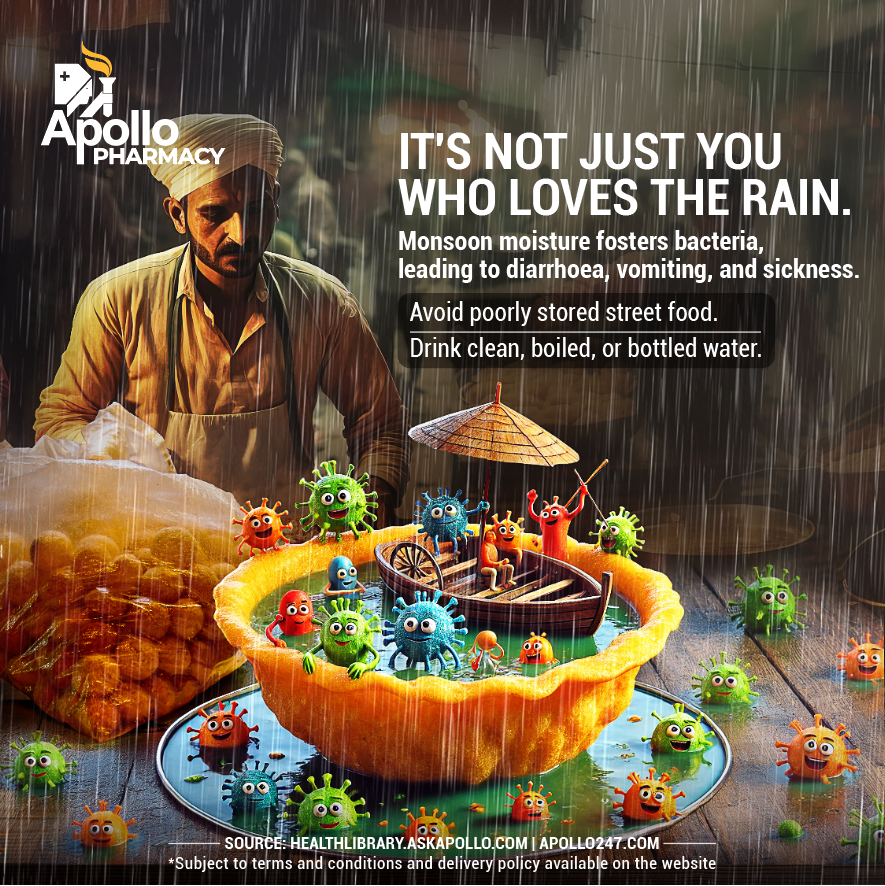 ApolloPharmacy's tweet image. Lovin' the rain? Bad bacteria are loving' it even more! Monsoon season means extra moisture, which can be their breeding ground. So remember to take precautions and stay healthy this rainy season.

#Monsoon #MonsoonTips #BadBacteria #ApolloPharmacy #HealthCare #HealthyLiving