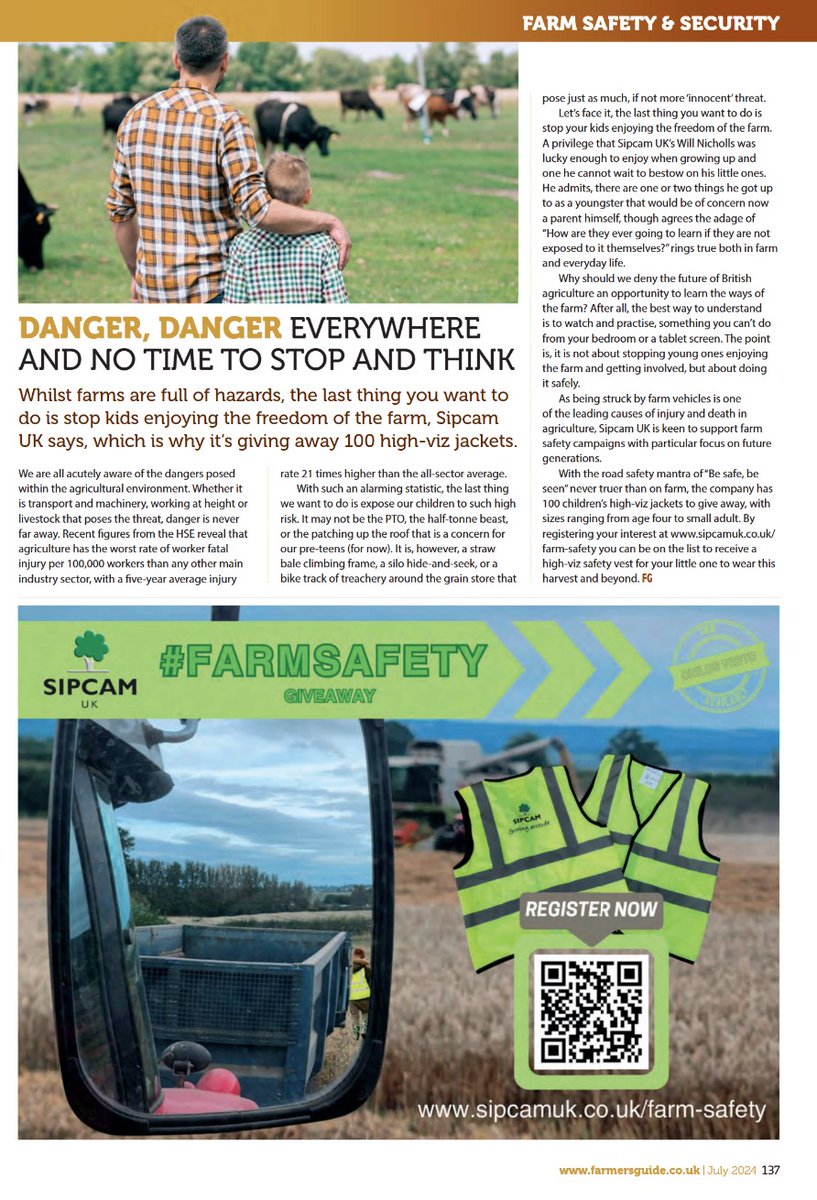 Sipcam UK (@sipcamuk) on Twitter photo View our latest article highlighting the importance of on-farm child safety in the farm safety section of this months <a href="/FarmersGuide/">Farmers Guide</a>
Here you can also register for your chance to receive child's hi-viz vest via sipcamuk.co.uk/farm-safety
#farmsafety #besafebeseen #farmingfuture View our latest article highlighting the importance of on-farm child safety in the farm safety section of this months <a href="/FarmersGuide/">Farmers Guide</a>
Here you can also register for your chance to receive child's hi-viz vest via sipcamuk.co.uk/farm-safety
#farmsafety #besafebeseen #farmingfuture