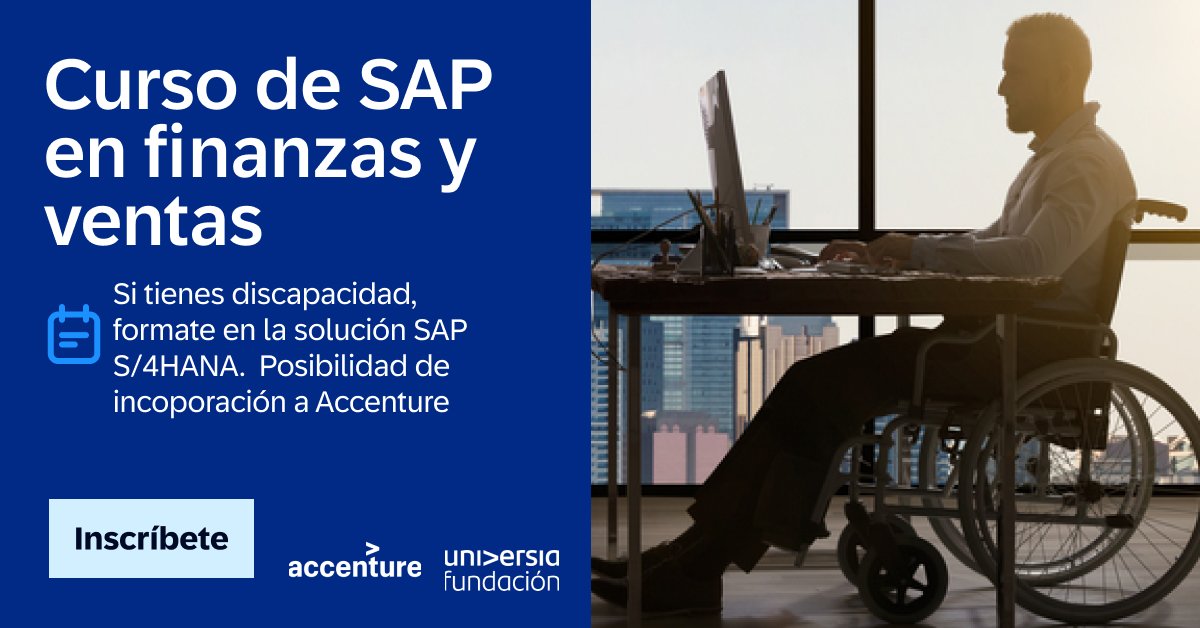 Accenture y Fundación Universia ofrecen un exclusivo programa de formación SAP de finanzas y ventas, diseñado para fomentar la empleabilidad de personas con discapacidad. 👉 imsap.co/60199hIgJ