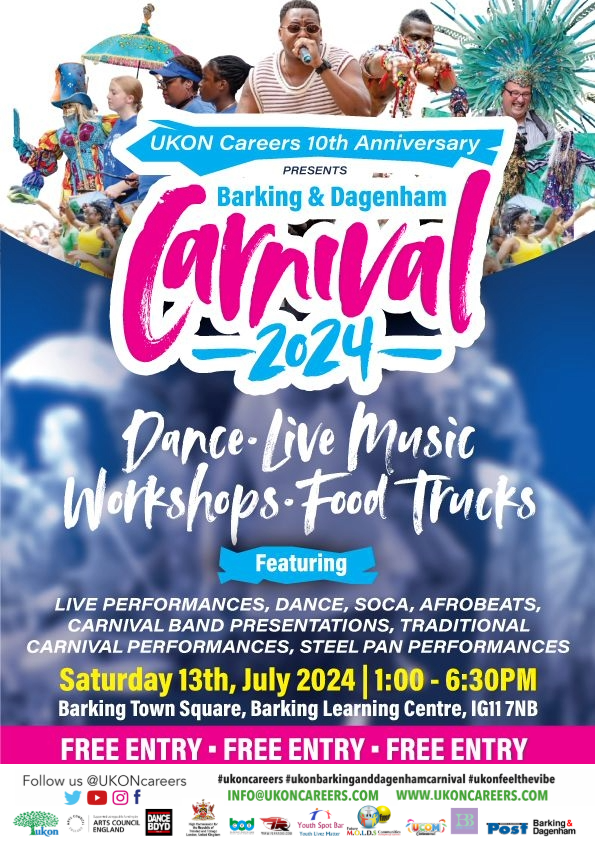 Tune in to the Barking and Dagenham Carnival live stream tomorrow at 1:00pm! 🎉✨ Don't miss out on the vibrant performances, stunning costumes, and community spirit. Click the link to join the celebration! 

LINK GOES LIVE 1PM!!
link below + IN BIO 

ukoncareers.com/carnival-live-…