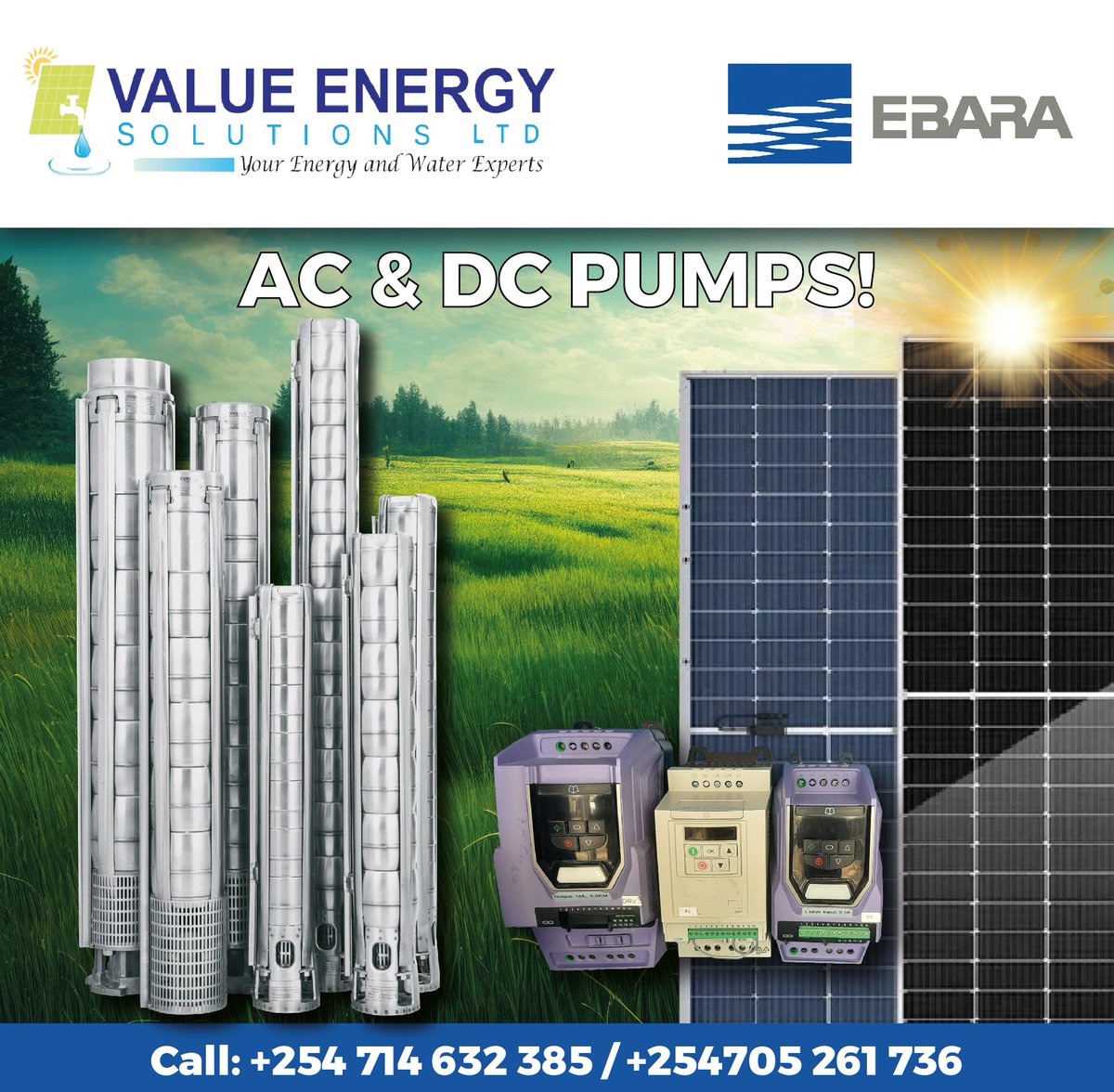 ValueEnergyke's tweet photo. Are you looking for quality, efficient, affordable and dependable pump? Look no further. We have a wide range of pumps for you.
Contact us on 0714 632385 or +254705261736 to experience the benefits of sustainable water pumping today!

#solarpowered #WaterPump #sustainability https://t.co/CEXmFqEZrv