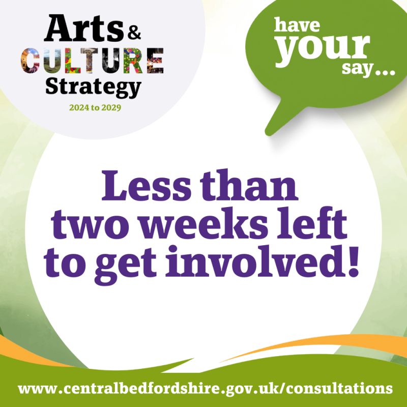 Be Central Beds (@becentralbeds) on Twitter photo 📢Have your say on our #Arts and #Culture Strategy?
Read more: ow.ly/q7wJ50SAe98
<a href="/letstalkcentral/">Central Bedfordshire Council</a> <a href="/ExperienceBeds/">Experience Bedfordshire</a> <a href="/GroveTheatre/">Grove Theatre</a> <a href="/fsbbedcambhert/">Suzanna Austin</a> @WeAreBCA <a href="/CreativeBeds/">CreativeBeds</a>
#BeCentralBeds 📢Have your say on our #Arts and #Culture Strategy?
Read more: ow.ly/q7wJ50SAe98
<a href="/letstalkcentral/">Central Bedfordshire Council</a> <a href="/ExperienceBeds/">Experience Bedfordshire</a> <a href="/GroveTheatre/">Grove Theatre</a> <a href="/fsbbedcambhert/">Suzanna Austin</a> @WeAreBCA <a href="/CreativeBeds/">CreativeBeds</a>
#BeCentralBeds