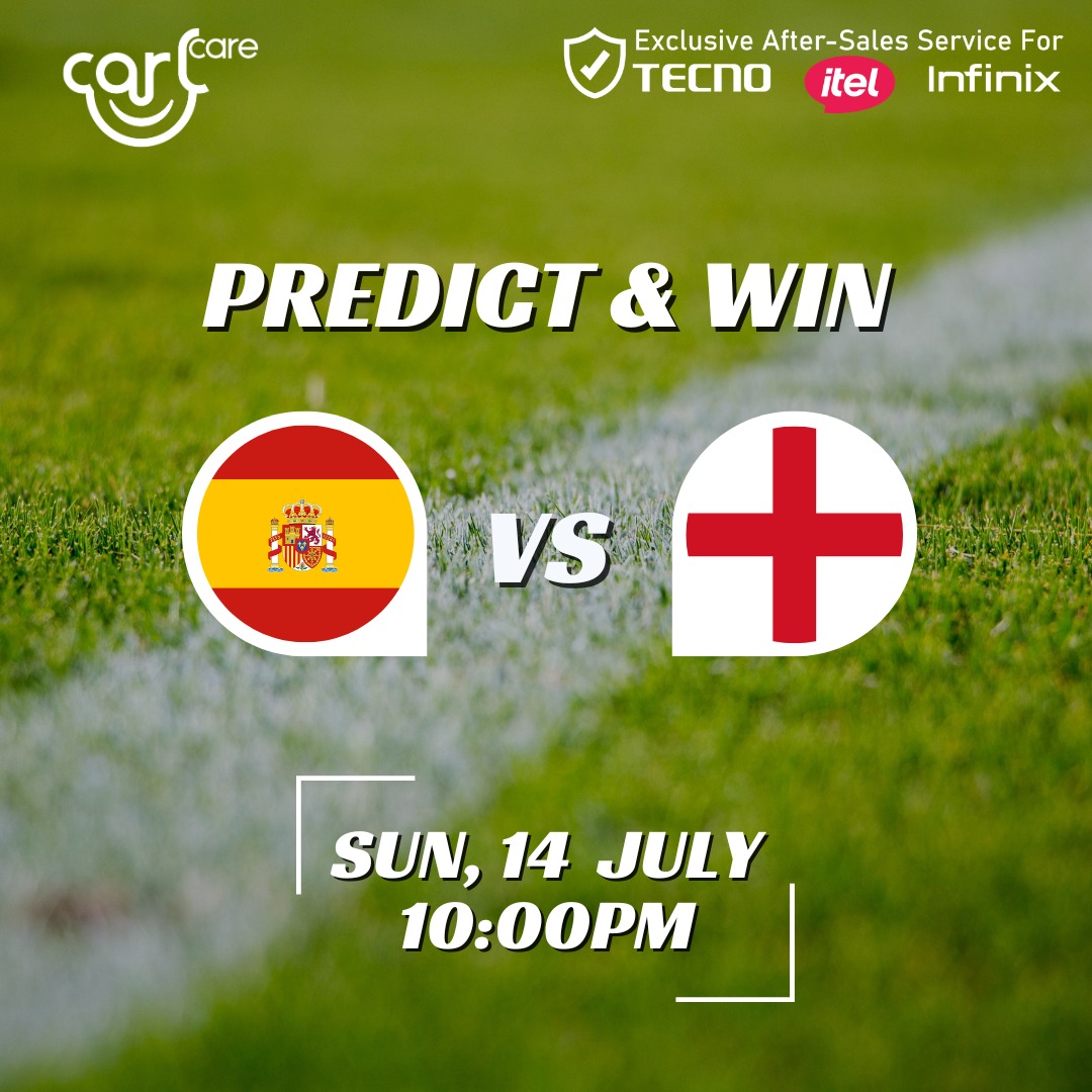 Carlcareug's tweet photo. Predict the final results for this match 🇪🇸 vs 🏴󠁧󠁢󠁥󠁮󠁧󠁿  to stand a chance of winning Infinix Earbuds! Follow our page, Like &amp; retweet the post and winners will be picked at random #uefachampionsleague2024 #InfinixAccessories #PredictAndWin  #footballmatch
#UEFAEURO2024 #EUROS2024 https://t.co/eGX8abHgIa