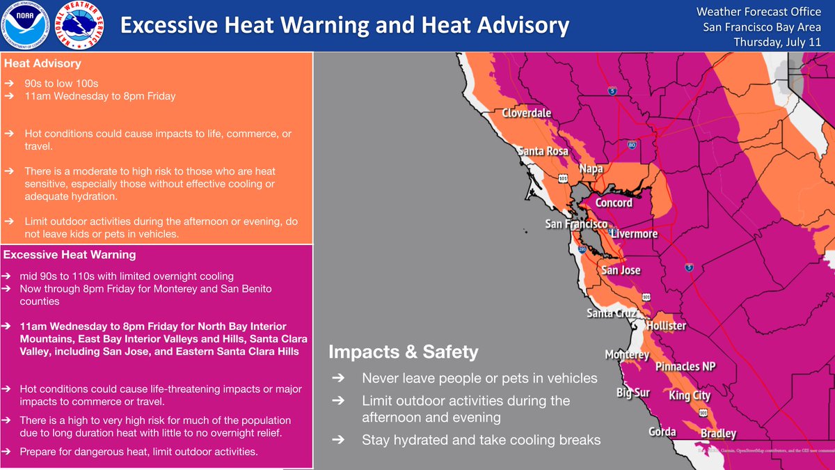 Stay safe and hydrated as <a href="/NWSBayArea/">NWS Bay Area 🌉</a> forecasts temperatures in the 90s and 100s in <a href="/CCCounty/">Contra Costa County</a> today. Remember to check on children, older people, and pets. View heat safety tips and places to cool: bit.ly/3zk34RR