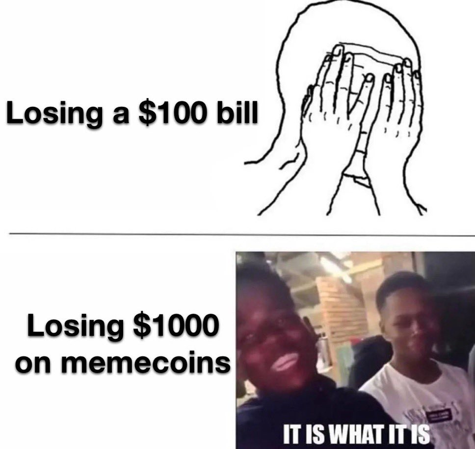 You and your crypto bro losing on Memecoins 🤣