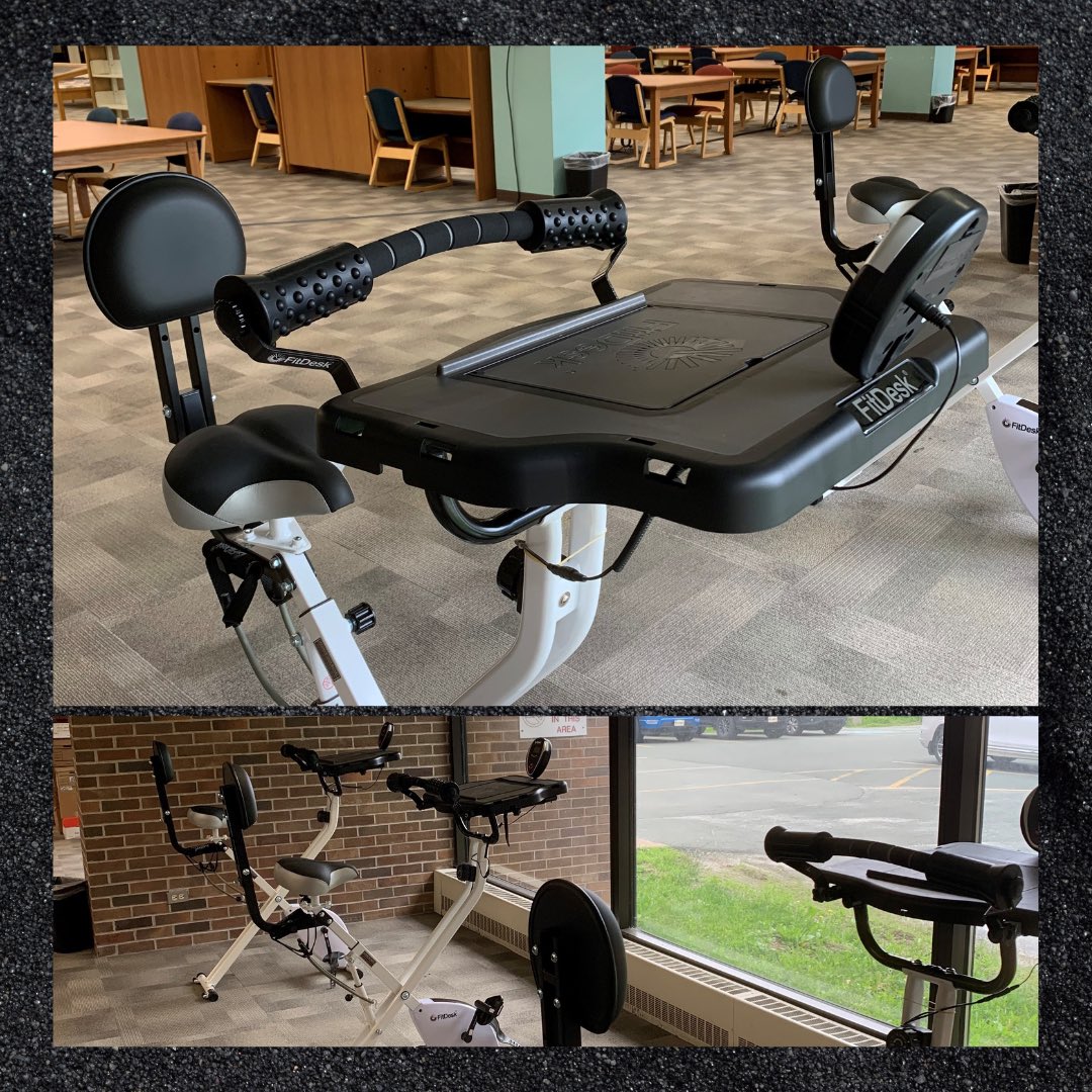 We are SO excited to introduce our new FitDesks! The library now has three bicycle desks, with resistance bands and a full tabletop so you can study while you get your cycle on. 
Come give them a spin next time you’re in the HSL! #munlibraries