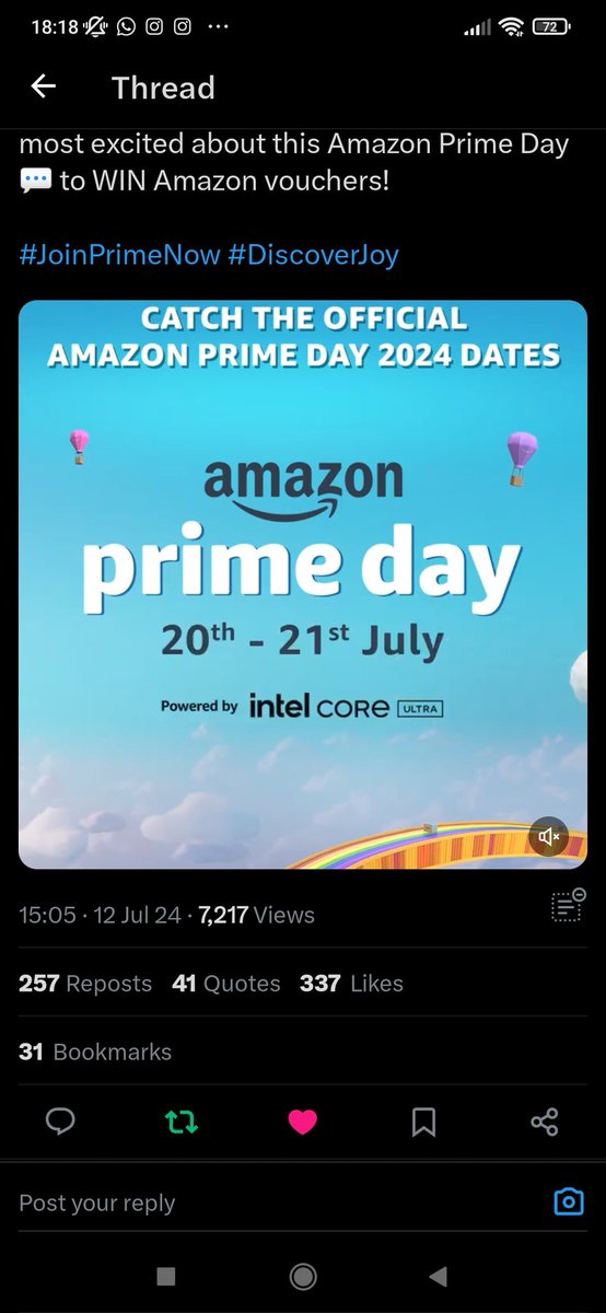 <a href="/amazonIN/">Amazon India</a> I'm most excited about the discounts and deals on Electronics and Household items during Amazon Prime Day 👌💯😍
#AmazonPrimeDay #DiscoverJoy <a href="/amazonIN/">Amazon India</a>