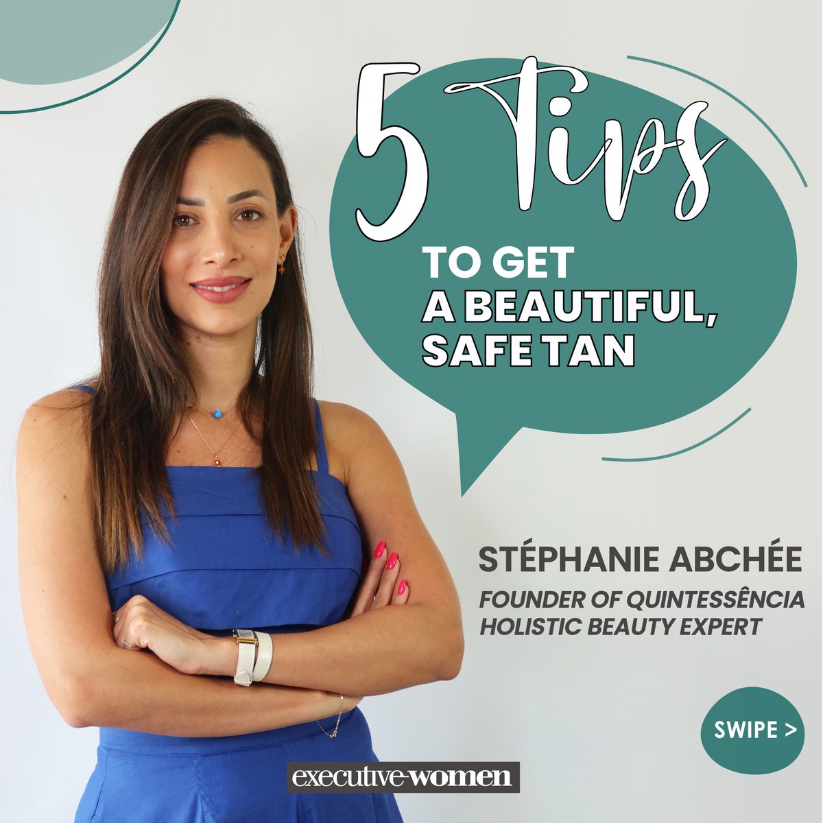 ExecutivewomenG's tweet photo. Achieve a beautiful tan while protecting your skin this summer with essential tips from @stephanieabchee Holistic Beauty Expert and Founder of @quintessencia 🌞✨

#Executivewomenglobal #BeautifulTan #SkincareTips #Quintessencia #HealthySkin #beauty #Healthcare #women https://t.co/y6ZbIVNuW9