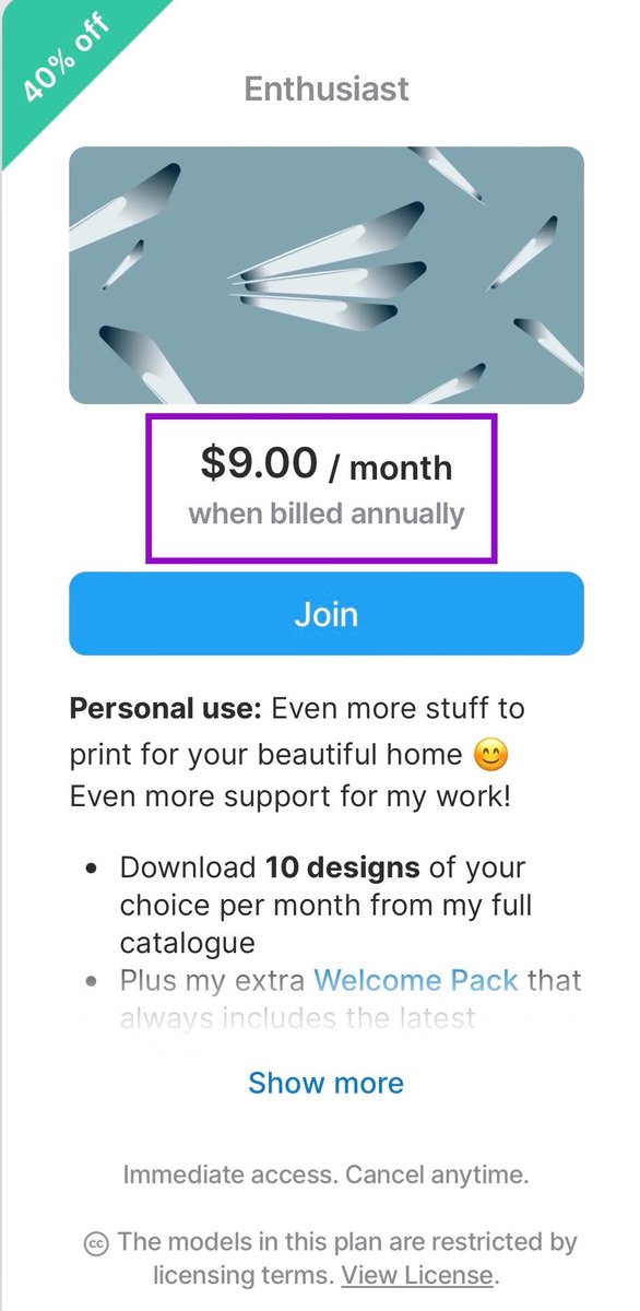 Thangs3D's tweet photo. Annual subscriptions are now on Thangs! As a creator, you can choose to offer discounts to those who would like to pay annually. 

Read more about this new feature here: https://t.co/Xkm7Hod6a2 https://t.co/YQvn5SZ9vV