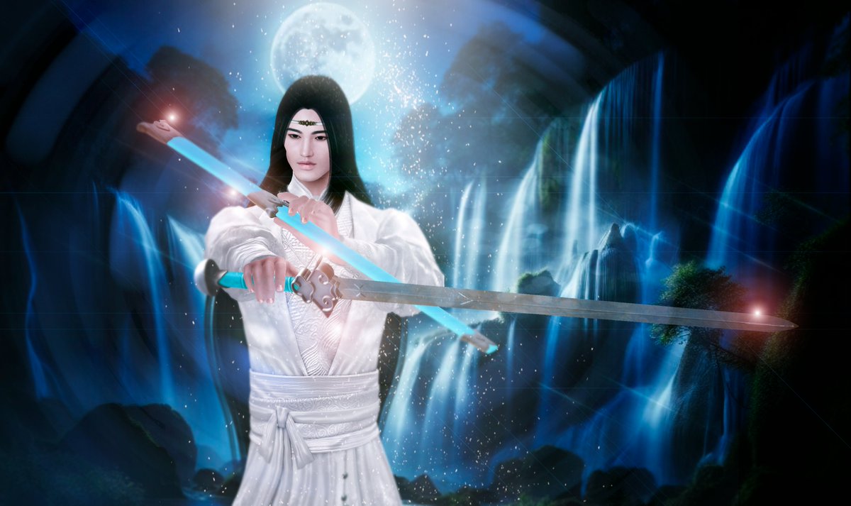 SaviorViktor's tweet photo. #Digital #fanart  #Illustration as #Tribute to #MoDaoZuShi  #mdzsfanart (The #Untamed) by #MoXiangTongXiu #LanZhan #LanWangji  with #Bichen #sword #Night landscape with #waterfall 
#Virtual #avatar https://t.co/F8fhfX9Ami