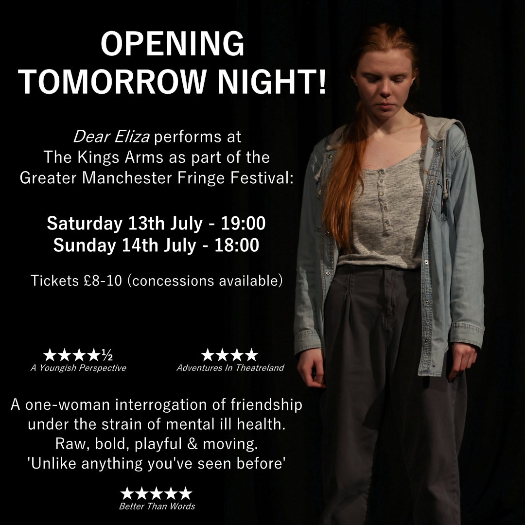 #Manchester 💛🐝 Have you booked your tickets for Dear Eliza yet?

If you're on the fence about booking, then trust what the reviews say 🤞

greatermanchesterfringe.co.uk/events/dear-el…