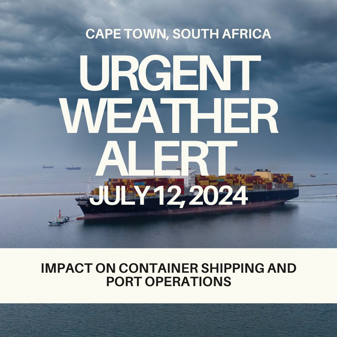 A severe storm system has hit the Cape of Good Hope, bringing high winds, torrential rains, and massive waves over 10m high.

IMPACT ON SHIPPING AND PORT OPERATIONS

Shipping Delays: Extreme weather is causing significant delays for container ships.
Port Disruptions: Temporary