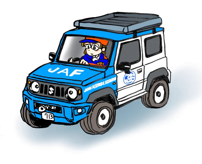 #ほぼまいにちジムニー100日94日目。はたらくジムニーシリーズ。JB74・JAFロードサービスカー。フロントにウインチ装備。トミカやティッシュケースにもなってるので有名。 