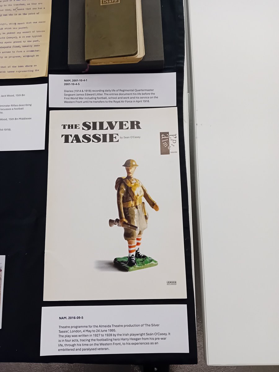 footballandwar's tweet photo. Some of the WW1 football artefacts on show at the @NAM_London @footballandwar event in partnership with @Armyfa1888 and @TheWFA https://t.co/qDEsVaPhQ6