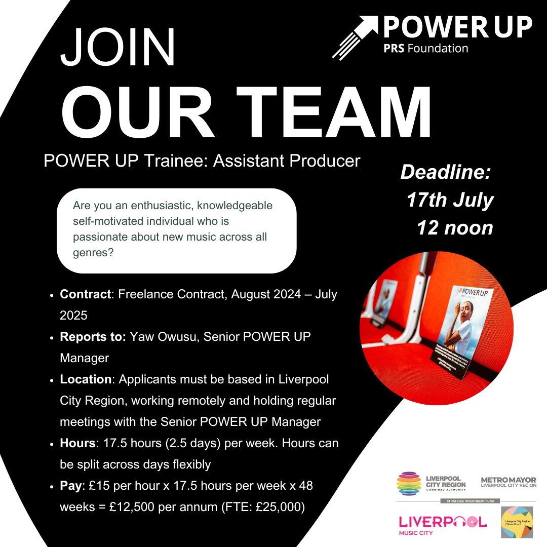 Power Up (@timetopowerup_) on Twitter photo 📢We're recruiting!!
If you're an enthusiastic, knowledgeable self-motivated individual who is passionate about new music across all genres - this could be the role for you! 
Find out more➡️bit.ly/PRSFworkWithUs 📢We're recruiting!!
If you're an enthusiastic, knowledgeable self-motivated individual who is passionate about new music across all genres - this could be the role for you! 
Find out more➡️bit.ly/PRSFworkWithUs