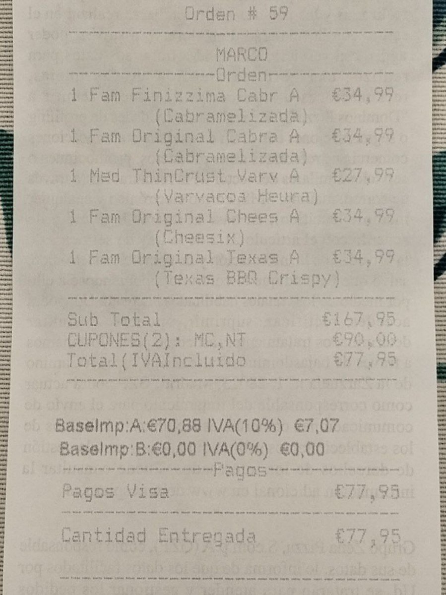 Hola <a href="/DominosPizza_ES/">Domino's Pizza España</a> me podéis explicar este ticket por 5 pizzas? 
Soléis clavar a la gente por ser su cumpleaños???

Gracias un saludo