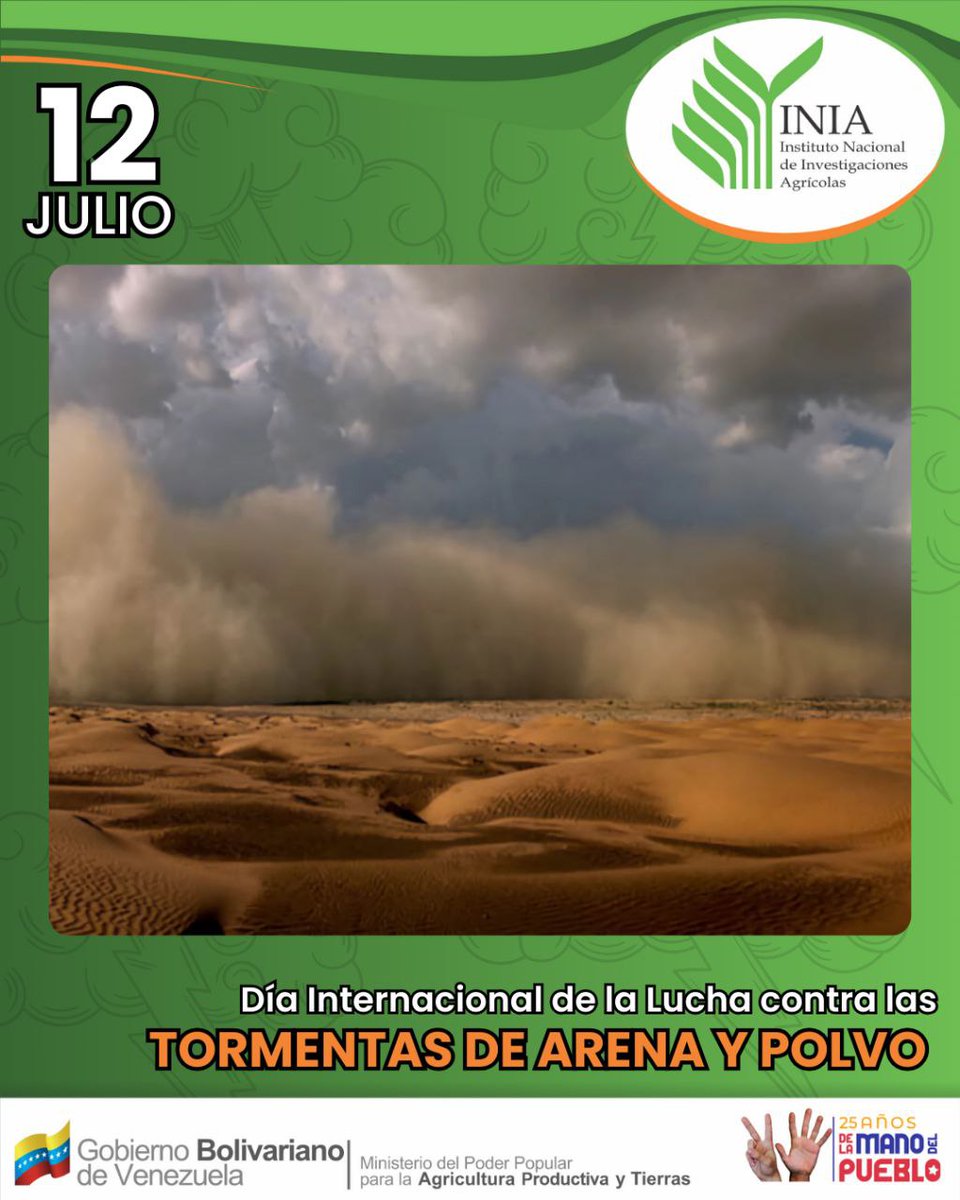 IniaAragua's tweet photo. La @ONU_es, destaca la necesidad de que haya cooperación a nivel mundial y regional para prevenir, gestionar y mitigar los efectos de las tormentas de arena y polvo. 
#TormentasDeArenayPolvo https://t.co/MixT7nrGDA