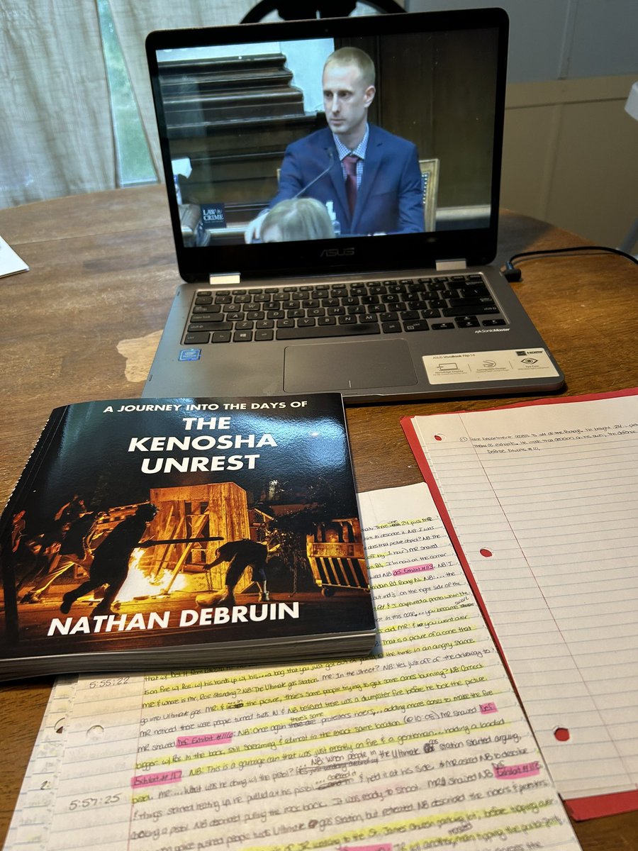 ConservativeGG3's tweet photo. It’s raining here so it’s a PERFECT day to work on my book. Guess whose testimony I’m working on? 😉📸📖❤️ 

#RittenhouseTrial #Book #PhotoChad https://t.co/GdaLCtYV9e