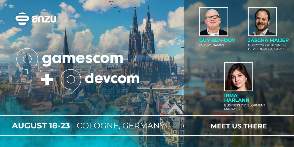 Anzu.io (@anzu_io) on Twitter photo 🎮 Calling all game developers! Join us at the world’s largest video games event - Gamescom 2024 - in Cologne, Germany already next month!
Connect with our team: Guy Ben-Dov, Irma Harlann, and Jascha Maijer, or email us at marketing@anzu.io. See you there! 🎮 Calling all game developers! Join us at the world’s largest video games event - Gamescom 2024 - in Cologne, Germany already next month!
Connect with our team: Guy Ben-Dov, Irma Harlann, and Jascha Maijer, or email us at marketing@anzu.io. See you there!