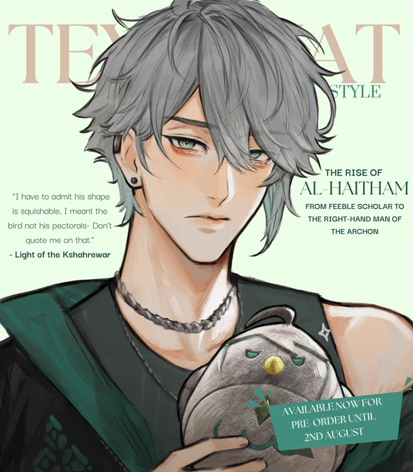 Today, I bring you the elusive Grand Sage Alhaitham!Special thanks to the Traveler for the help, who also insisted him to hold such a cute bird during photoshootHe seems to be enamored with it since Get your own birb with the link below!#genshinimpact #Alhaitham 