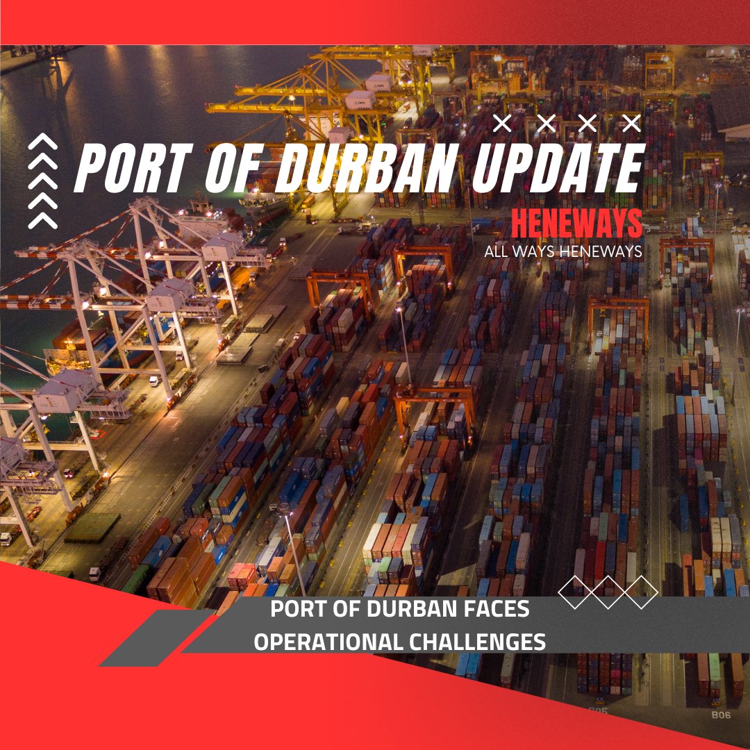 UPDATE: PORT OF DURBAN OPERATIONS 🚢

The Port of Durban is facing delays due to congestion, infrastructure issues, and employee engagements. 

We’re working hard to minimize impacts. For more info, contact our customer service team.

Read the full update here: