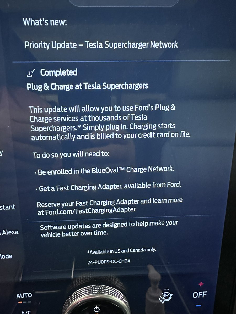 Jim_363's tweet photo. Just received my Tesla Plug & Charge update. Of course, it went through with no problem, as usual with Ford updates! #F150Lightning #FordUpdate @jimfarley98 @ebergg @FordCanada @Ford @FordTrucks https://t.co/Z7LF2dbRzQ