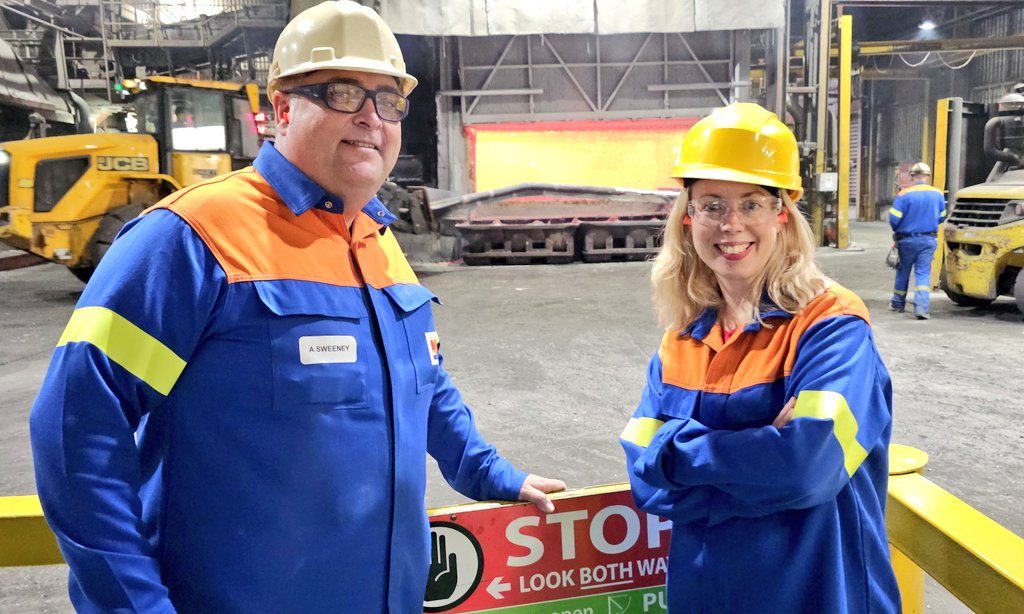 Sarah_Hall81's tweet photo. My first official visit as MP for Warrington South to @Novelis aluminium plant in Latchford this morning. 

Great to see their work as suppliers for leading global brands such as Jaguar Land Rover, as a local employer of more than 200 staff &amp; their work to decarbonise production. https://t.co/Lr0M8t3aZy