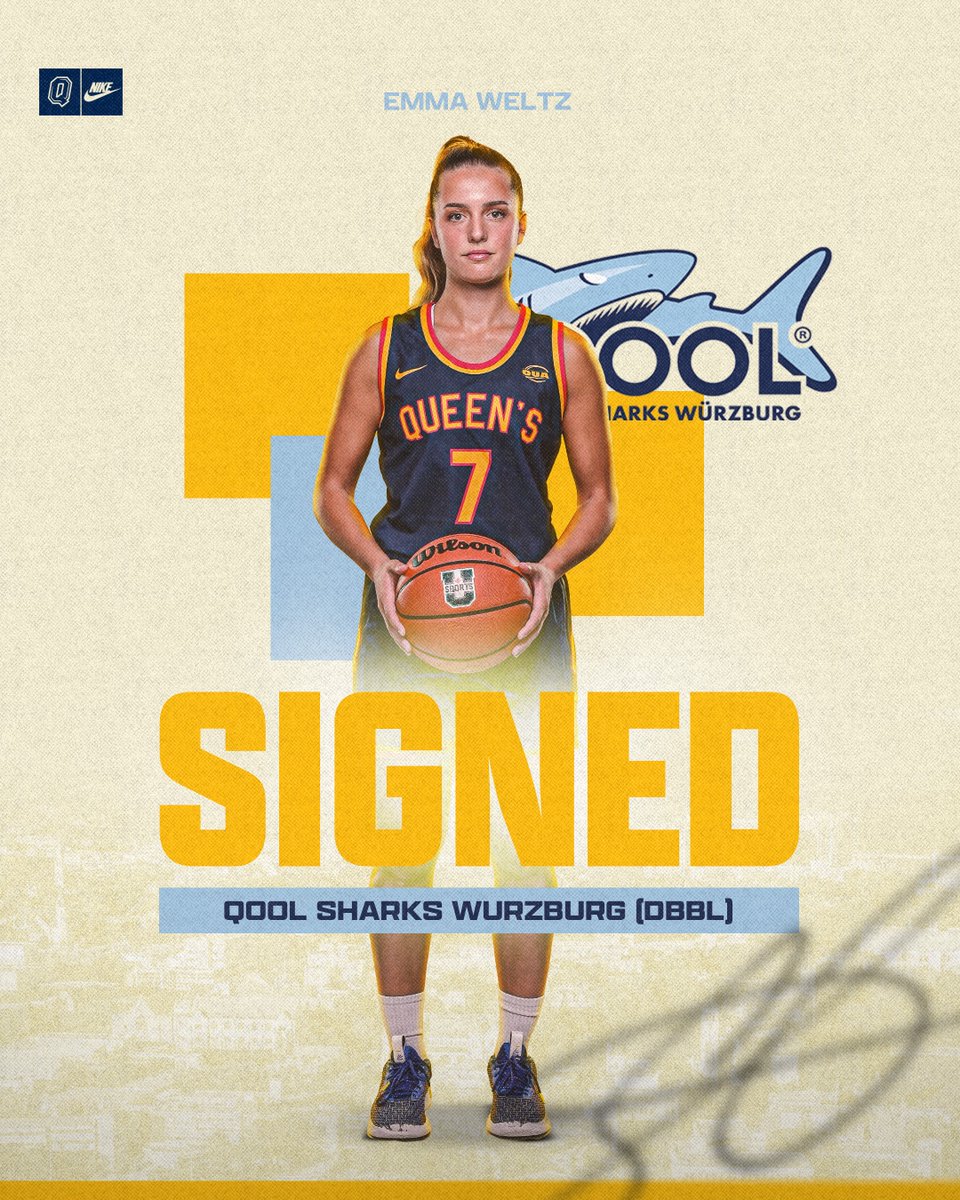 SIGNED ✒️: Congratulations to Queen's Women's Basketball alumna Emma Weltz who has signed a pro contract with TG QOOL Sharks Würzburg in Germany! 

🗞️: bit.ly/4cVzKzN

#ForGold | #ChaGheill