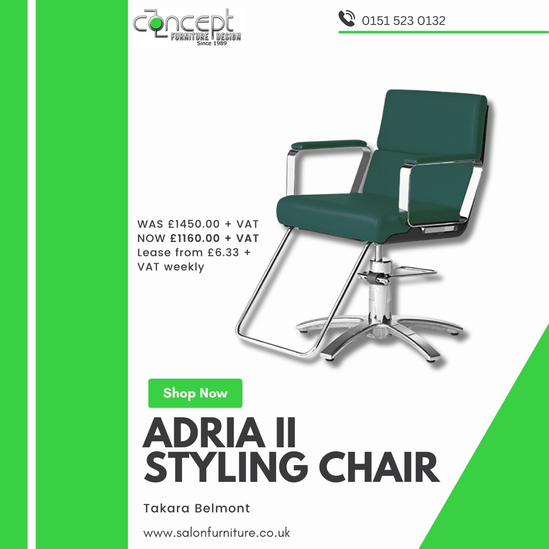 Elegant in its simplicity and inviting in its appeal the Adria II is a true favourite of hairdressers worldwide.

SHOP: salonfurniture.co.uk/adria-ii-styli…

#stylingchair #chairs #salonchairs #barberchairs #barbershop #salons #salonfurniture #barbershopfurniture #conceptsalon