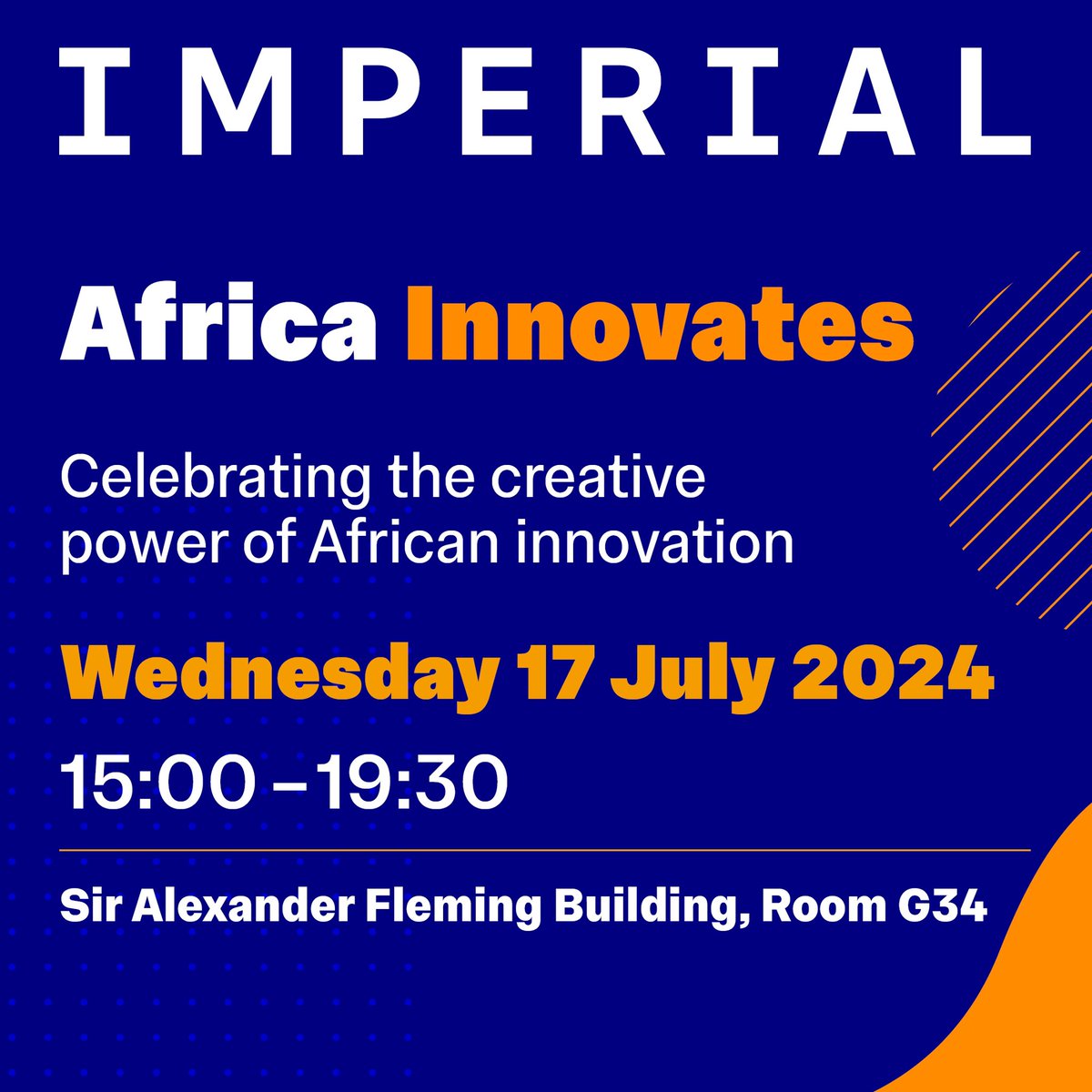 CodeUntapped's tweet image. Join Imperial to celebrate the creative power of African innovation on 17 July. Open to the general public, students and academics. Get your free ticket today  bit.ly/africa-innovat…