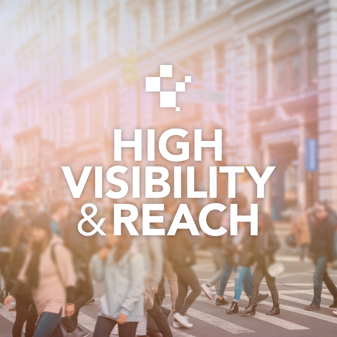 Outdoor advertising = wider reach

Put your brand in front of a large and diverse audience, reaching people on their commutes, lunch breaks, or leisure outings. 

Target your local customer base by putting your brand in high-traffic areas frequented by your desired demographic.