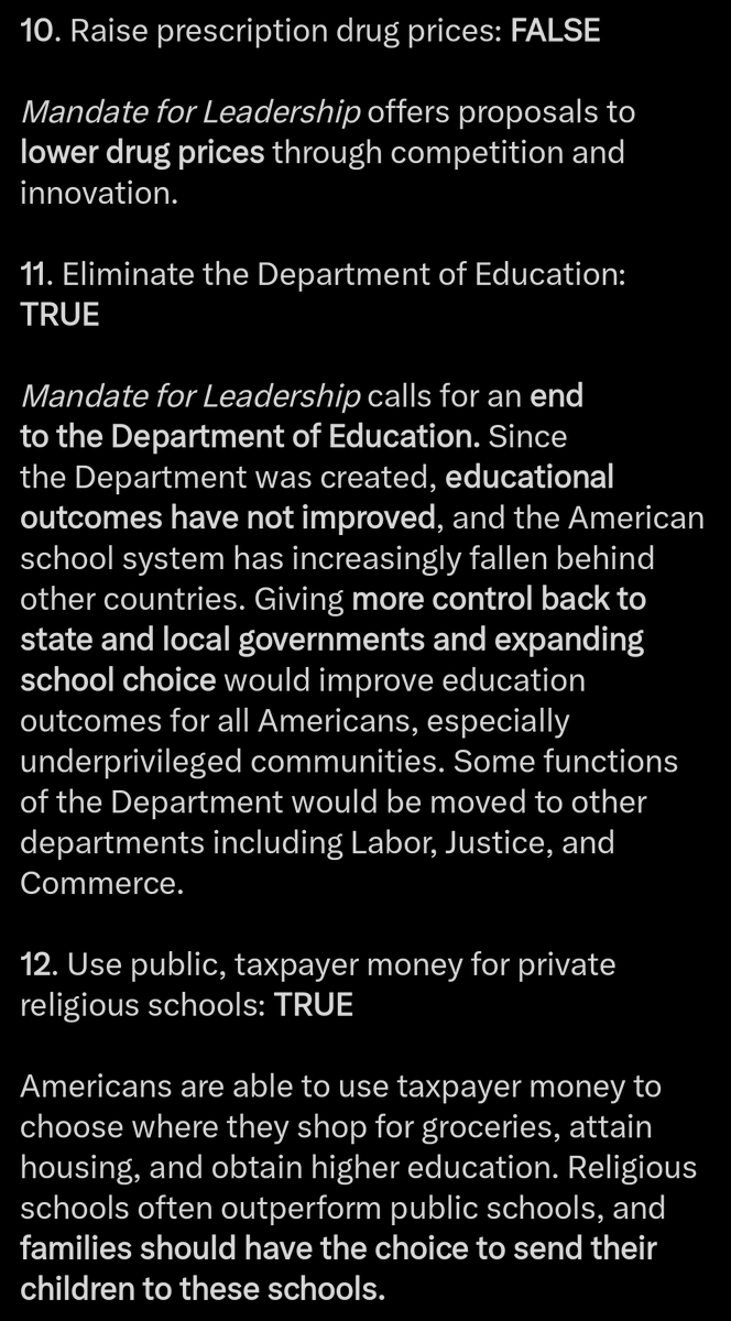LPPAorg's tweet photo. LIBERTARIAN RESPONSE TO PROJECT 2025

1. End no fault divorce: Marriage is a contract between two consenting adults. Government should not be a party to the institution of marriage, and to the extent they are now, as with any contract, the parties should be allowed to terminate the contract in accordance to the terms within.

2. Complete ban on abortions without exceptions: While Libertarians are split on the abortion, we all agree that government should not be funding abortion or abortion providers, nor any alternatives to abortion.

3. Ban Contraceptives: Contraceptives are the choice of the individual and should not be banned.

4. Additional tax breaks for corporations and the 1%: Taxes should be 0% for ALL AMERICANS. The government didn’t earn that money, they have no right to take it at the barrel of a gun.

5. Higher taxes for the working class: The working class always pays higher tax rates, the tax system is set up to minimize the amount of deductions for employees while writing in loop holes for those with the money and assets to exploit them. The most fair and only acceptable tax rate is 0%.

6. Elimination of unions and worker protections: Abolish all public sector unions, full stop. Abolish laws that force businesses to employ union workers or allow their employees to unionize. Workers have the right to come together and collectively bargain, if they so choose, but business owners have the right to decline to bargain with a group.

7. Raise the retirement age: Government wouldn’t need to set a retirement age if they didn’t involve themselves in healthcare for seniors and create the insolvent social security system. As it stands these are a giant burden on the working taxpayers and is a giant wealth transfer from younger generations trying to get started in life and start families to those who have had their entire lives to responsibly save for retirement. Allow individuals to decide the course of their own retirement.

8. Cut social security: Abolish social security. The system is insolvent and at some point will quit functioning without either massively cutting benefits, raising taxes to pay for it, printing money to cover the promised benefit resulting in a back door reduction in benefits, or all of the above. You have the responsibility to save for your old age.

9. End Affordable Care Act: Yes. Afuera. Out. Completely gone. Preferably with most other government interference in the market for medical services. Insurance prices have gone insane since it passed and makes buying insurance on the open market incredibly expensive. Republicans have had their chance to end this institution and failed.

10. Raise prescription drug prices: Competition and innovation will lower prices. Allow doctors and patients the right to try different drugs for different ailments with informed consent. Get the government out of creating legal monopolies on drugs and restricting access.

11. Eliminate the Department of Education: Yes! Abolish the Department of Education on Day 1! We do not want any of its powers relocated to any other department. The entire concept of arbitrary one-size-fits-all education is absolutely moronic.

12. Use public taxpayer money for private religious schools: Taxation is theft. No amount of schooling should be paid for using stolen money, it shouldn’t have been stolen in the first place.

13. Teach Christian religious beliefs in public schools: Schools should teach whatever curriculum the parents and the teachers come to an agreement upon, if that involves religion: so be it.

14. End free and discounted school lunch programs: End all forms of welfare. All they accomplish is kneecapping the efforts of more effective private charities.

15. End civil rights and DEI protections in government: All positions should be based upon merit and results. Project 2025 is cowardly and will not end it outright.

Continued below 👇