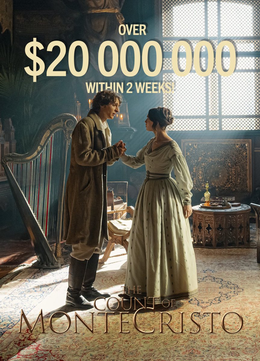 The Count of Monte Cristo continues its very successful run in France, grossing over $20,000,000 in less than two weeks. 👏 👏 👏 👏 

The film has received rave reviews, becoming the French film reaching the highest audience rating ever on <a href="/allocine/">AlloCiné</a> 

Congratulations!