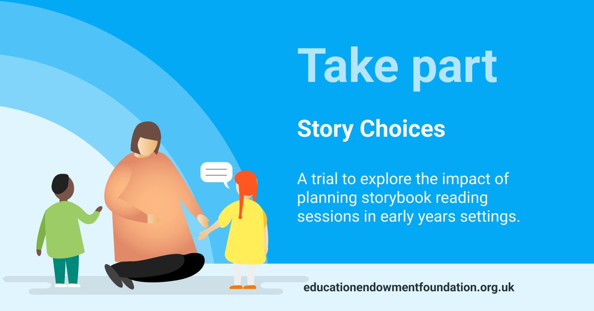 EducEndowFoundn's tweet photo. 👨‍👩‍👧 We’re looking for early years settings to take part in a brand-new research project, Story Choices, which will look at the impact of two approaches to interactive storybook reading. 
 
Sign up now to this fully funded opportunity: https://t.co/KiKlnklZV4 https://t.co/seZTHePCBx