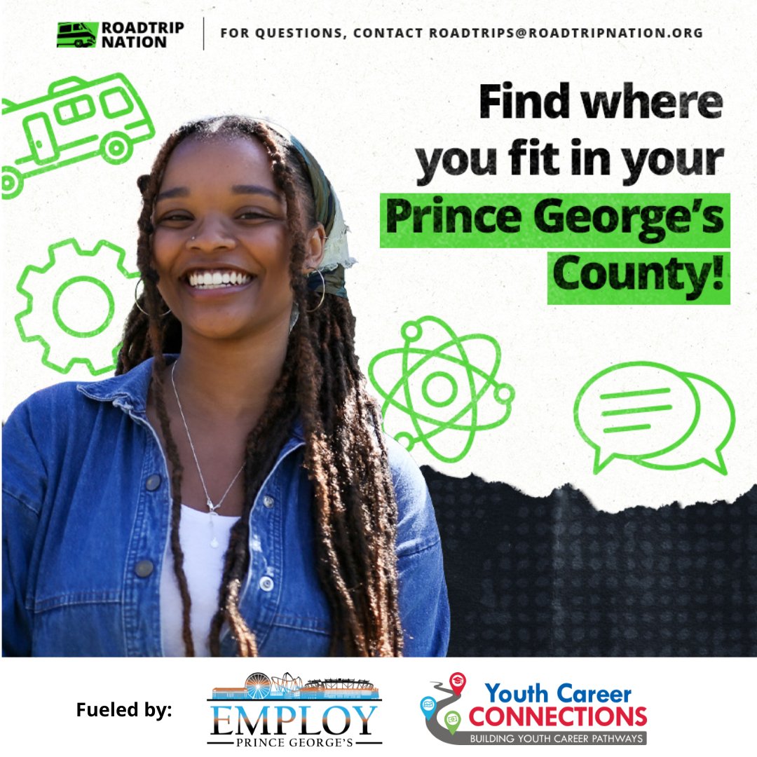 Career exploration organization Roadtrip Nation is launching an opportunity for young people in Prince George’s County to explore exciting and impactful careers in Maryland—made possible by us! Meet people in health care, construction, government, tech, and more. 

Application