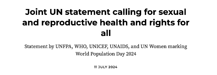 Yesterday was #WorldPopulationDay2024 In a year of 64 elections globally, #UNFPA, #WHO, #UNICEF, #UNAIDS, and #UNWomen have released a statement emphasising the need for governments to commit to advancing sexual and reproductive health, rights, and bodily autonomy.