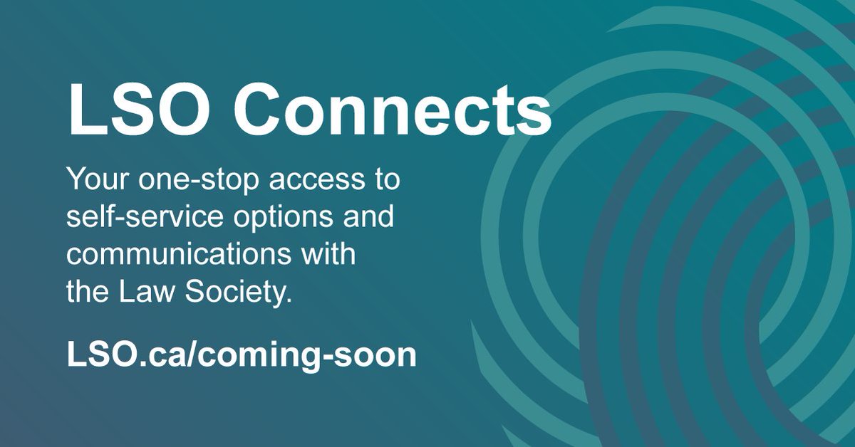 In the coming months, you will receive information via your primary email address on file with the Law Society about setting up your LSO Connects account. The LSO Portal and online licensing candidate accounts will be retired. Learn more: LSO.ca/coming-soon