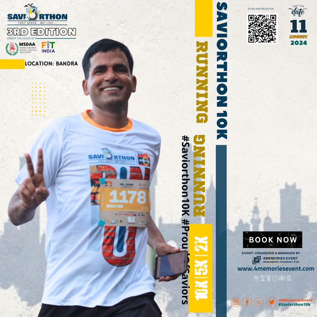 4memoriesevent's tweet image. In every runner, there&apos;s a story of perseverance and triumph 💫

Do your registration and support for cause. 

townscript.com/e/3rd-edition-…

#Saviorthon #Saviorthon2024 #Run #Mumbai #Bandra #saviour #BMC #Navy #Army #Health #Ambassador #Medal #Mansoon #Rain #Qualifier #Step2BActive