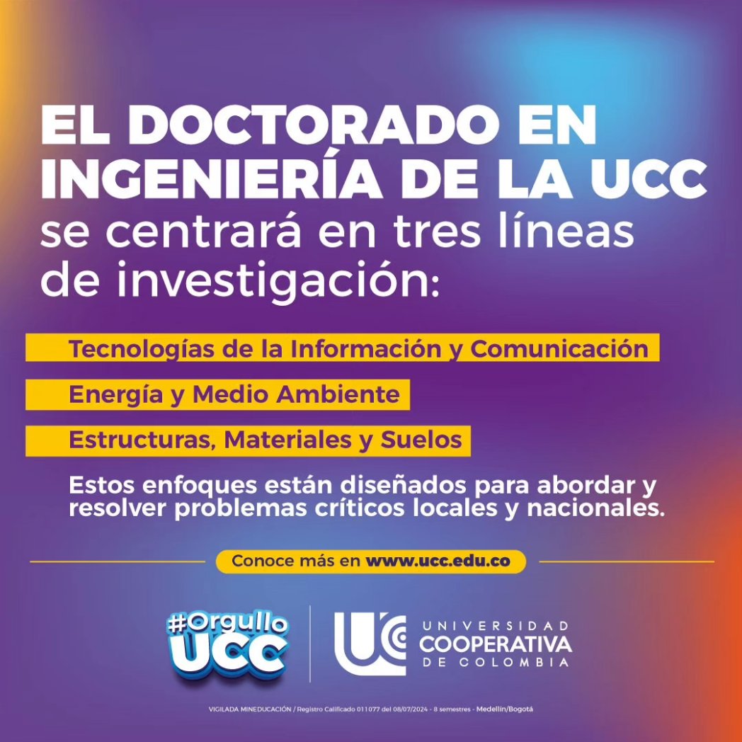 #OrgulloUCC Con la inauguración de este doctorado, la UCC reafirma el compromiso con la generación de nuevo conocimiento y el progreso del país. Lee más de esta noticia que nos hace sentir orgullo 
acortar.link/g2mBpc