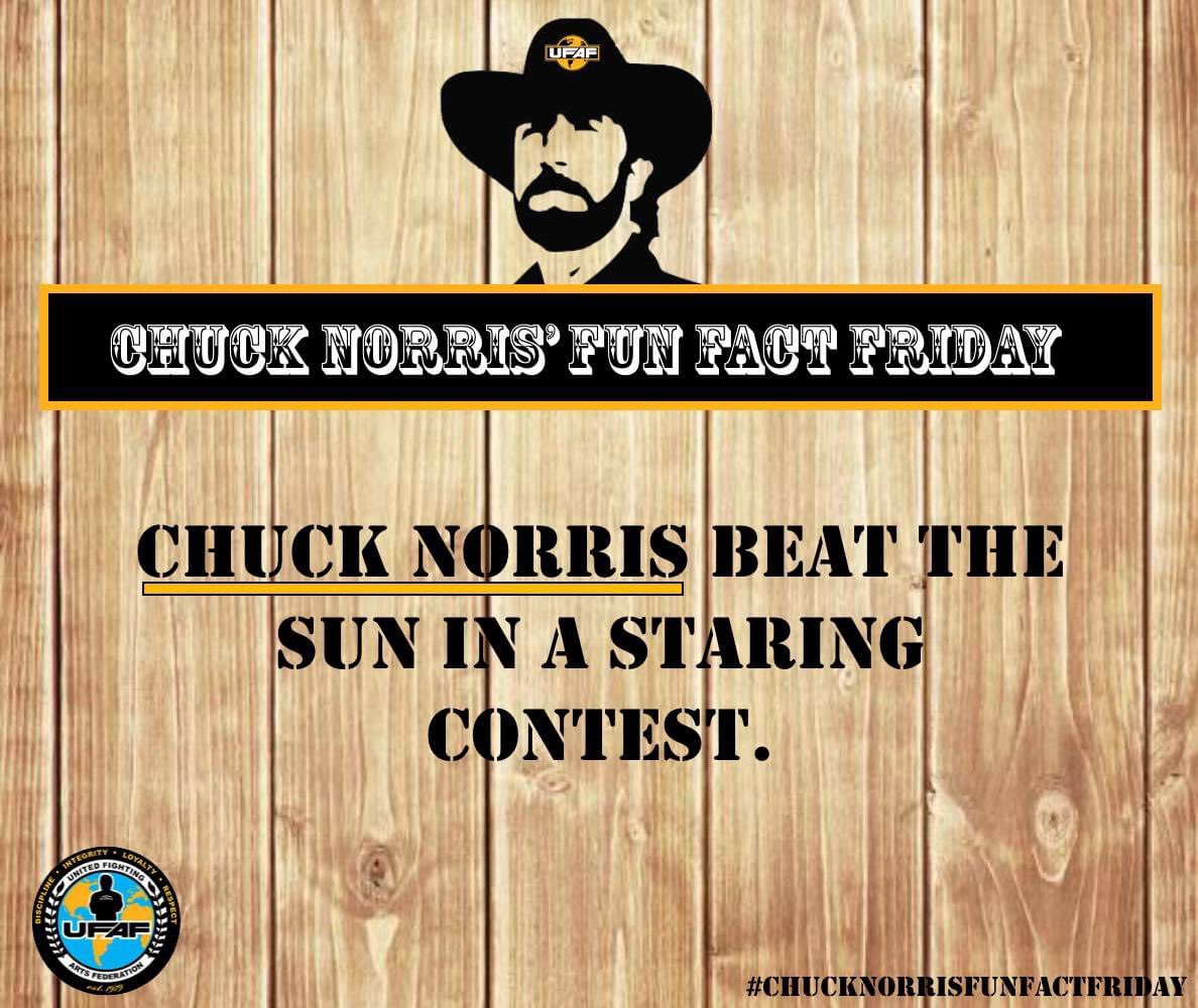 ufaforg's tweet photo. A little humor to end the week.

Fun Fact Friday

#UFAF #UFAFNation #ChuckNorrisJokes #ChuckNorris #ChuckNorrisFunFactFridays https://t.co/zNV56nTAho
