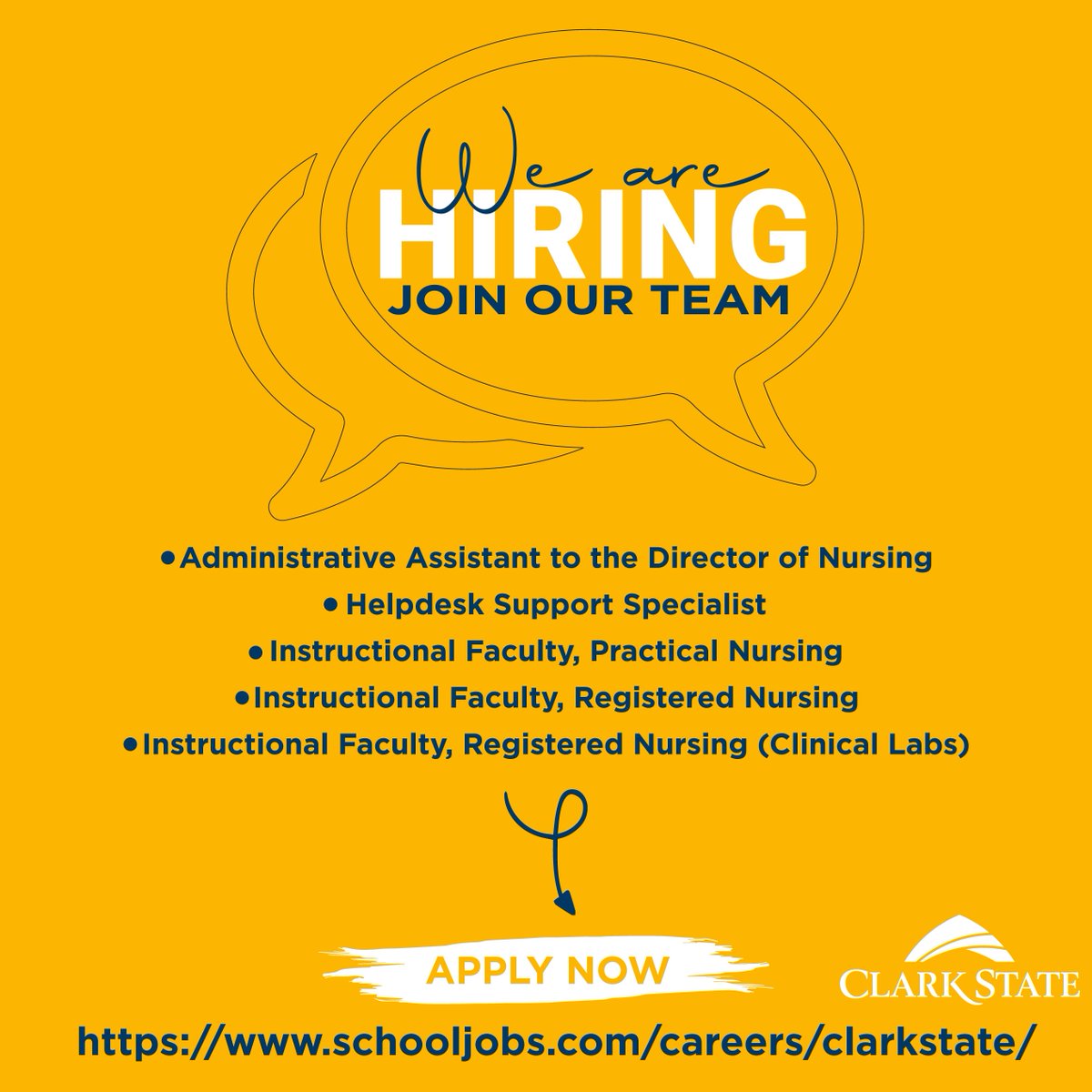clarkstate's tweet photo. Join Our Team at Clark State College!
Clark State College has five open positions with salaries ranging from $40,000 to $66,668:
Apply today to be part of a dynamic and supportive community.
π https://t.co/cOanGTnes2
#JobOpenings #ClarkStateCollege #Careers https://t.co/OcNVXGyqrf