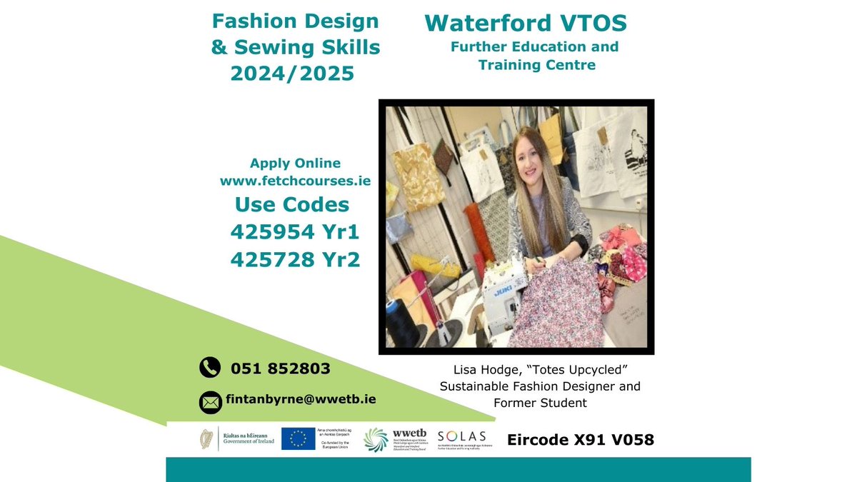 New Applications Welcome for Fashion Design &amp; Sewing Skills 
2024/2025
Click on Link to Apply and enter code  Ref: 425954/425728
fetchcourses.ie/course/finder...
#Fashion #garmentconstruction🧵 #Embroidery #Patterndrafting Communications  #designer #business #architecturaldesign