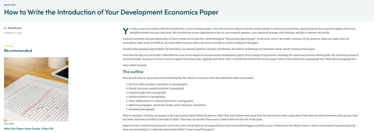 I'm currently reading a difficult-to-navigate introduction of an economics paper.

I admit that I appreciate it when papers follow this simple formula cgdev.org/blog/how-write….