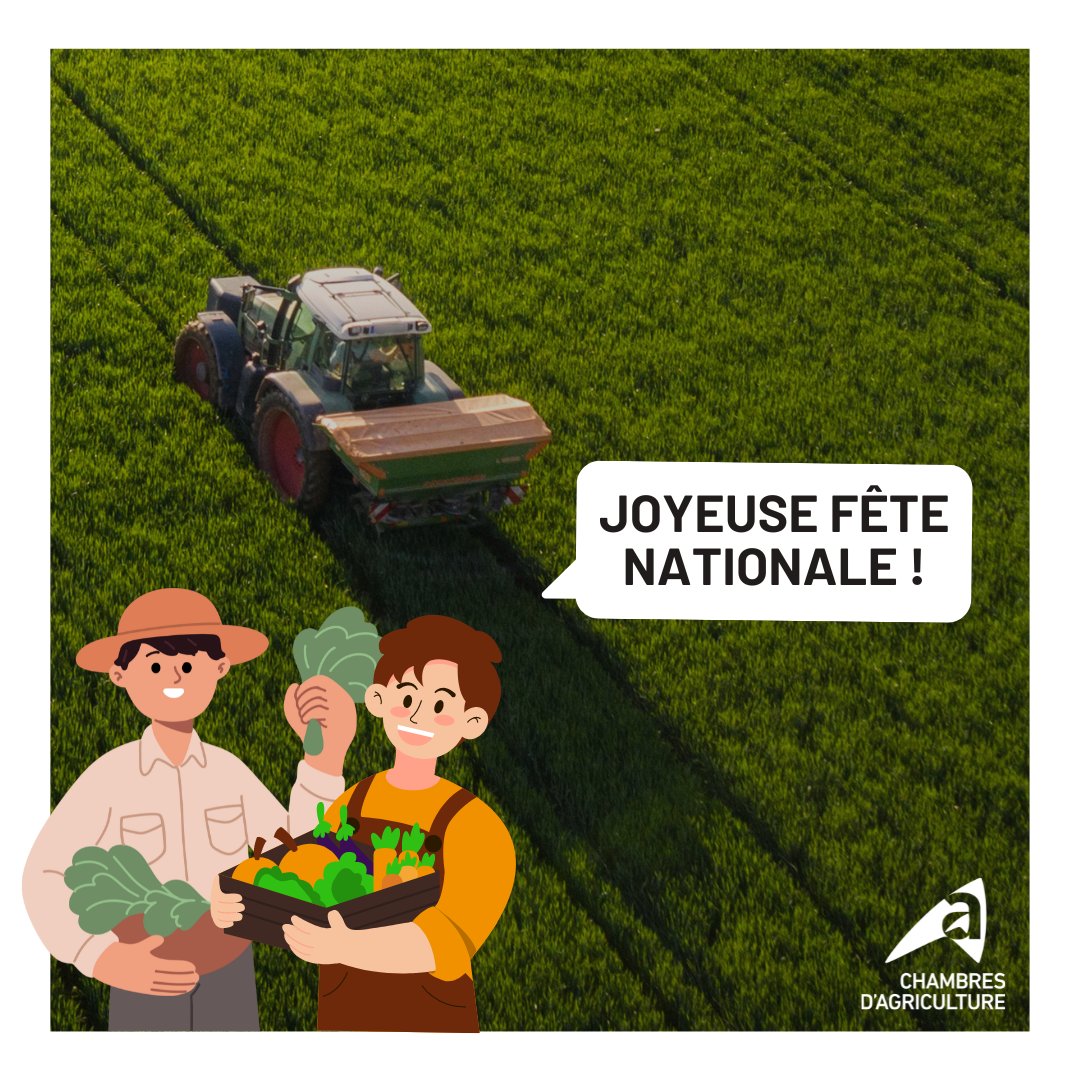 ChambagriFrance's tweet image. 👏​👨‍🌾​En ce jour de Fête Nationale, les #ChambreAgri rendent hommage à tous les #agriculteurs et #agricultrices qui travaillent chaque jour pour nous offrir des produits de qualité et préserver nos paysages. Merci pour tout ce que vous faites !

Bon 14 juillet à tous ! 🇫🇷🎉
