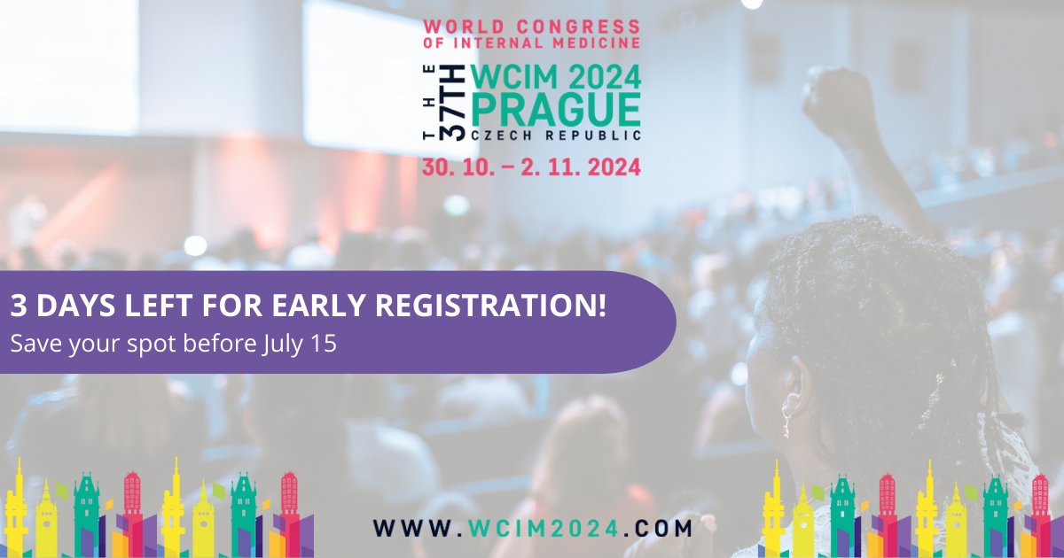 There are just 3 days left to grab your Early Registration discount for WCIM 2024! 🌟 Save your spot before July 15th and enjoy significantly reduced rates. Register here: wcim2024.com/registration
#WCIM2024 #InternalMedicine #MedicalConference #EarlyBird