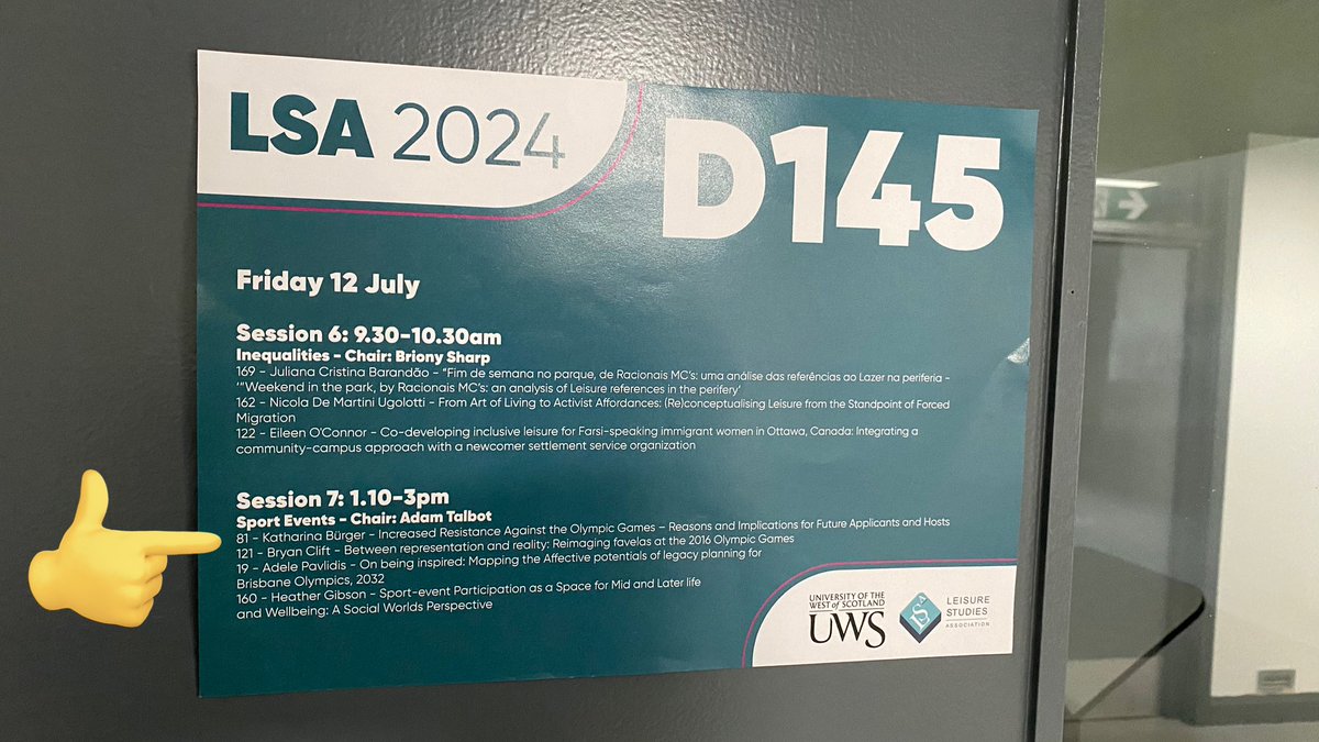 KBuerger_'s tweet photo. 👀 still at #LSA2024? Catch my presentation on #OlympicGames and resistance, with a specific focus on @NOlympiaHH and Hamburg‘s application for the #megaevent and subsequent referendum in 2015. See you at 1pm! https://t.co/f1PHlJ0qfF