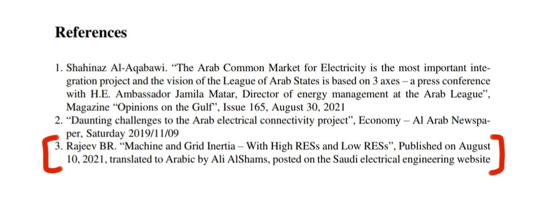 يسعدني بأنه تم اقتباس جزء من مقالة "القصور الذاتي للشبكة" في إحدى المجلات العلمية العريقة. وأشكر المهندس إبراهيم <a href="/Electric_Engg/">إبراهيم المحيسن | Ibrahim</a> وجميع أعضاء وكُتّاب منصة #هندسة_كهربائية على وصولنا إلى هذا الإنجاز الرائع.

electricengg.com/grid-inertia/